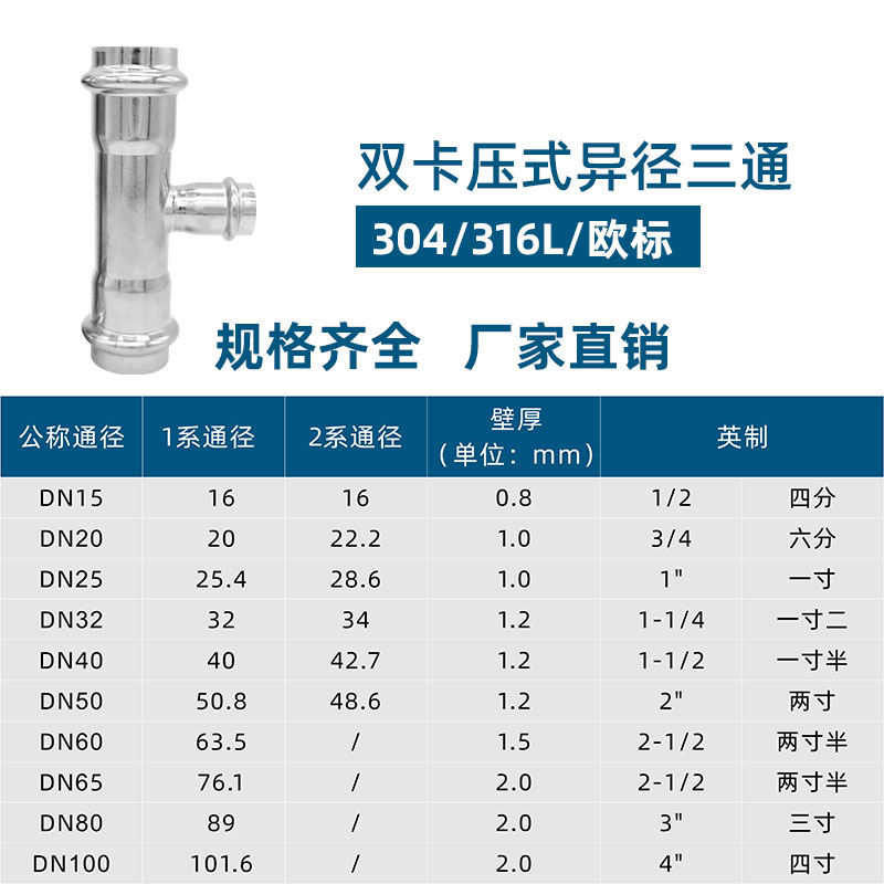 雙卡壓式異徑三通